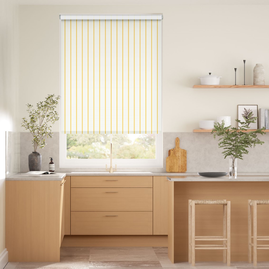 Twill Stripe Daffodil  Roller Blind