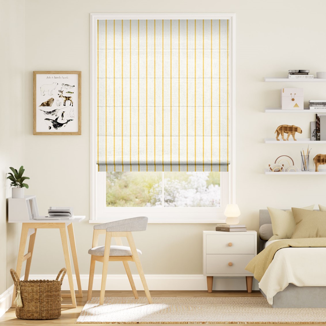 Twill Stripe Daffodil  Roman Blind