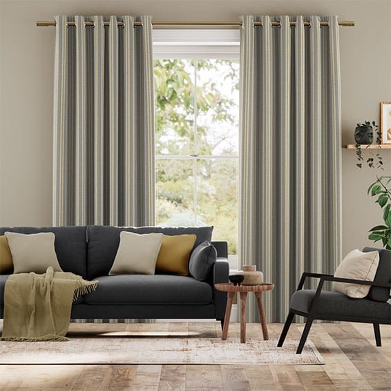 Twill Stripe Linen Citronella Curtains