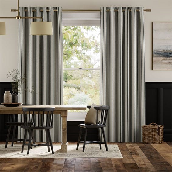 Twill Stripe Linen Deep Blue Curtains