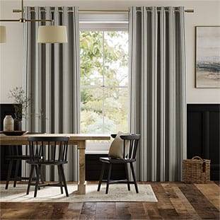 Twill Stripe Linen Deep Blue Curtains thumbnail image