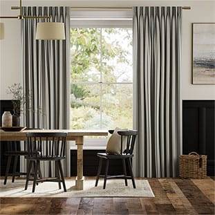 Twill Stripe Linen Deep Blue Curtains thumbnail image