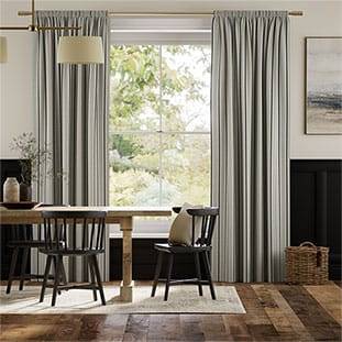 Twill Stripe Linen Deep Blue Curtains thumbnail image