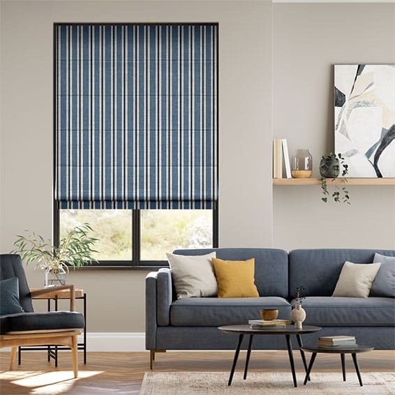 Twill Stripe Linen Denim Roman Blind