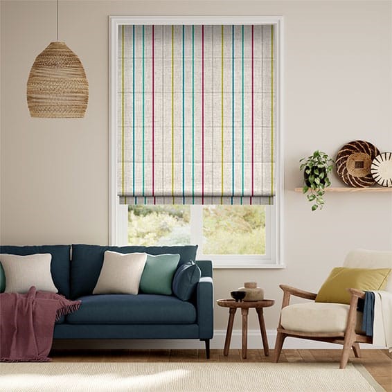 Twill Stripe Linen Fiesta Roman Blind