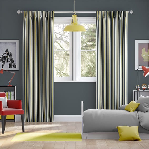 Twill Stripe Linen Gold Shadow Curtains