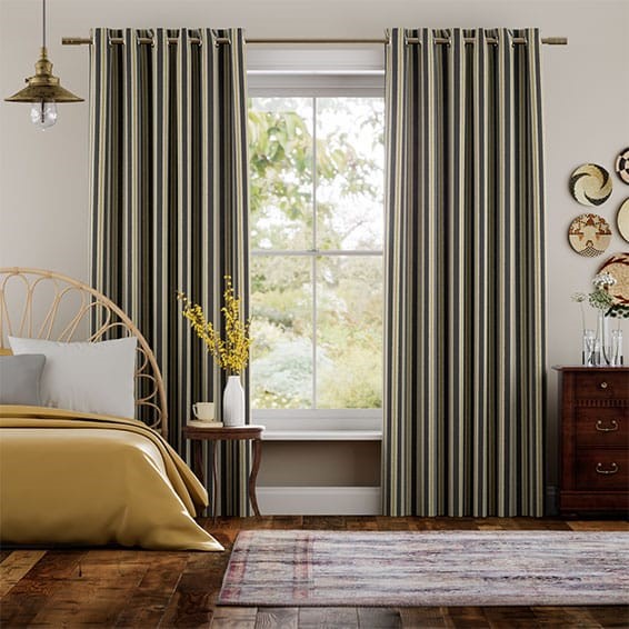 Twill Stripe Linen Gold Shadow Curtains