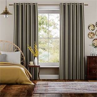 Twill Stripe Linen Gold Shadow Curtains thumbnail image