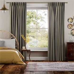 Twill Stripe Linen Gold Shadow Curtains thumbnail image