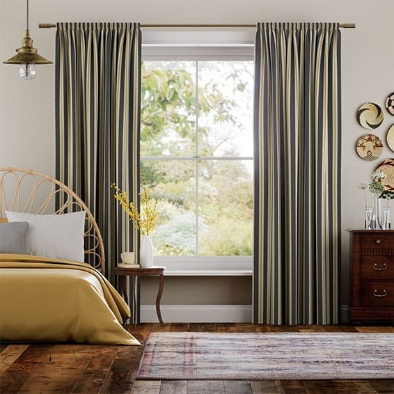 Twill Stripe Linen Gold Shadow Curtains