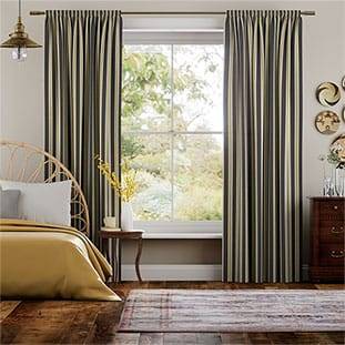 Twill Stripe Linen Gold Shadow Curtains thumbnail image