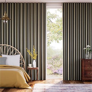 Twill Stripe Linen Gold Shadow Curtains thumbnail image