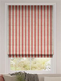 Twill Stripe Linen Party Red Roman Blind thumbnail image