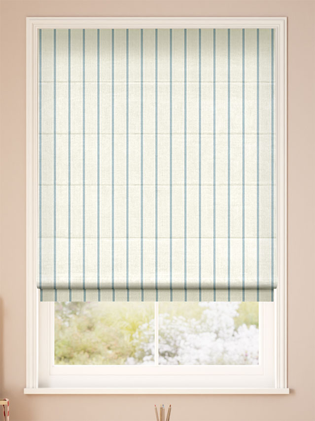 Twill Stripe Sky Blue Roman Blind thumbnail image