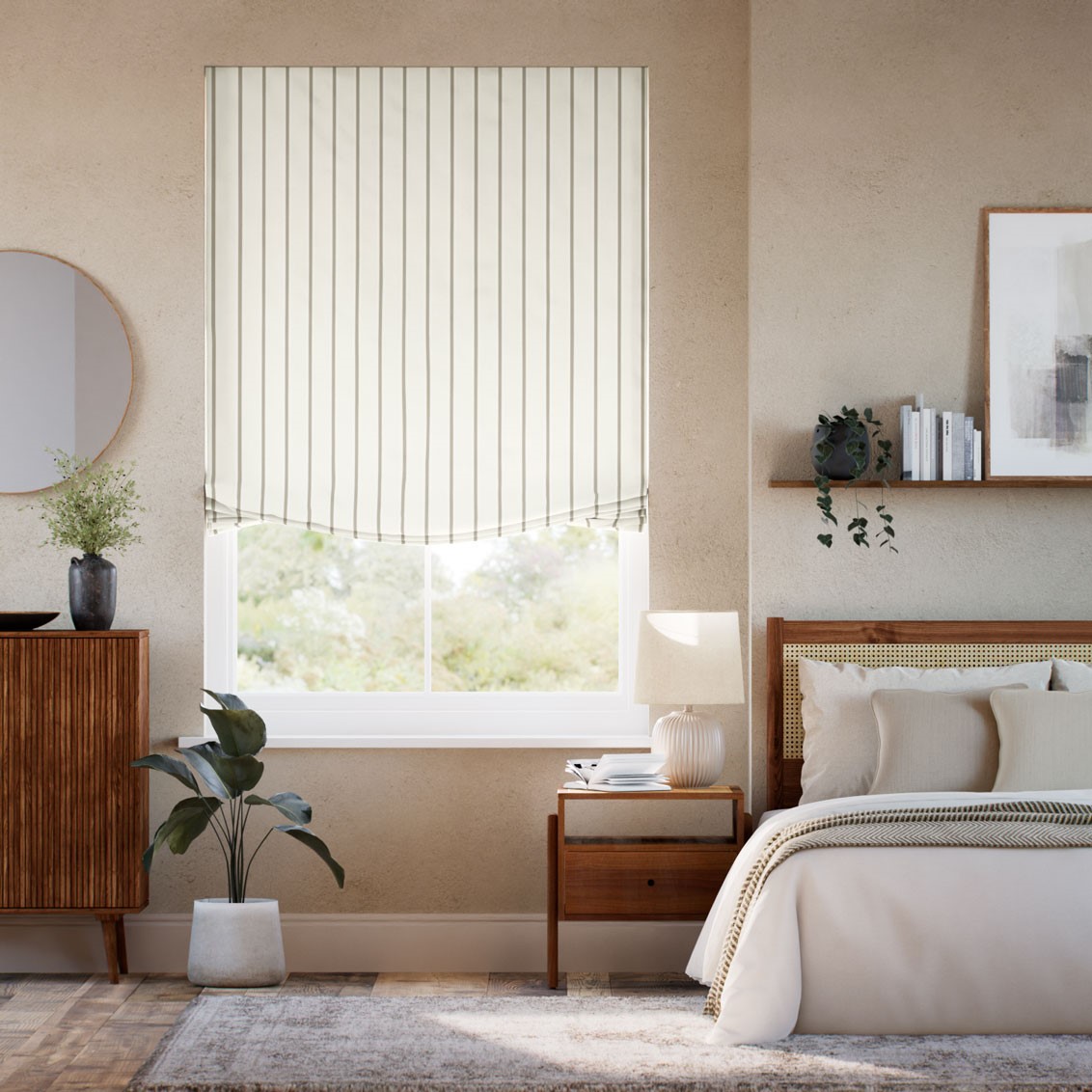 Twill Stripe Stone Relaxed Roman Blind