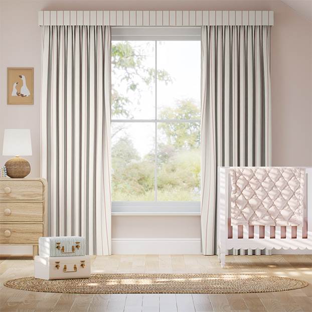 Complete Blackout Twill Stripe Blush Total Blockout Curtain thumbnail image