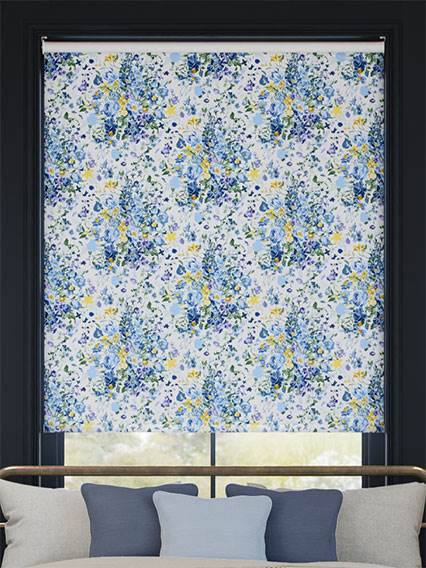 Twist2Go Bouquet Parade Faux Silk Blue Roller Blind thumbnail image