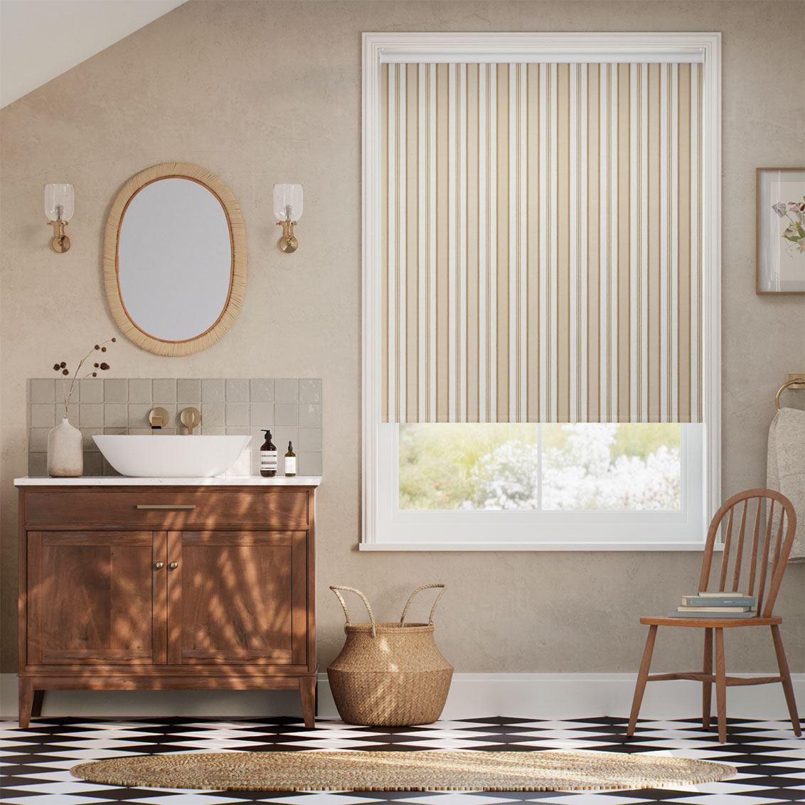 Twist2Go College Stripe Neutral Roller Blind