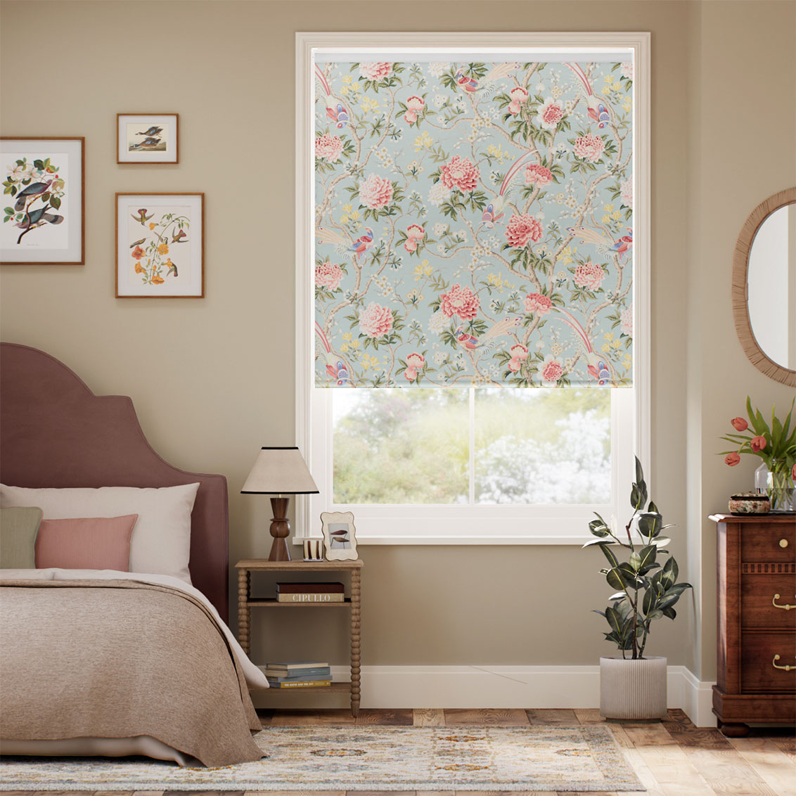Twist2Go Elysian Paradise Faux Silk Coral Blush Roller Blind
