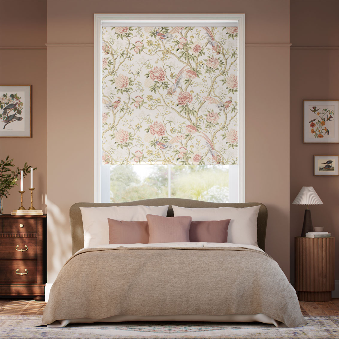 Twist2Go Elysian Paradise Faux Silk Ivory Rose Roller Blind