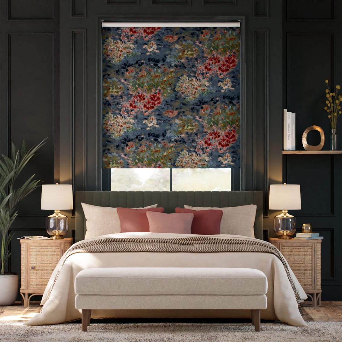 Twist2Go Fiore Velvet Slate Blue Roller Blind