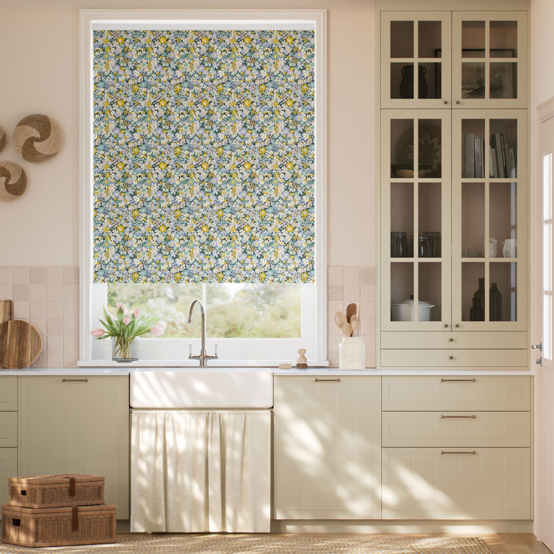 Twist2Go Frances Bloom Ochre Roller Blind