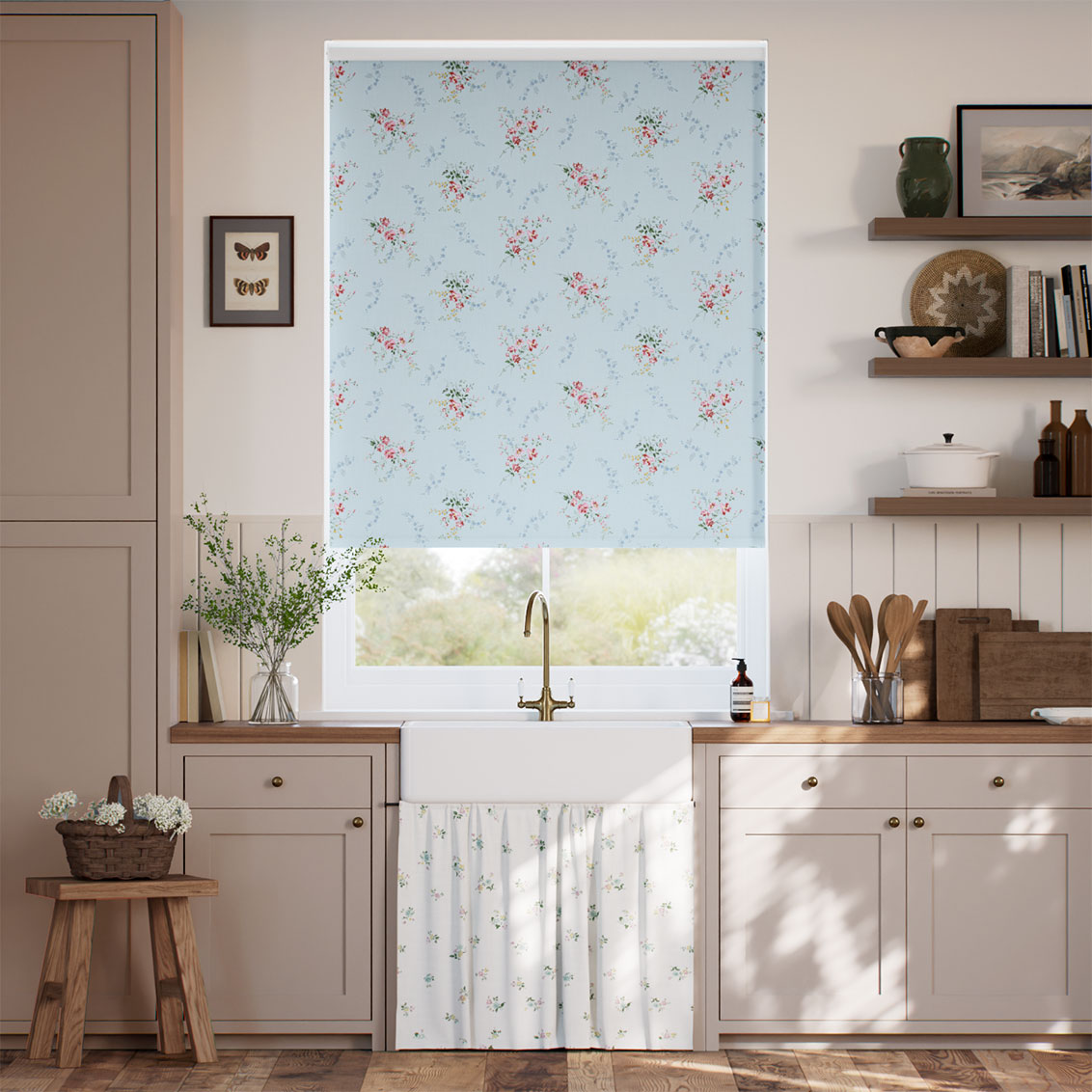 Twist2Go Garden Blooms Blue Roller Blind