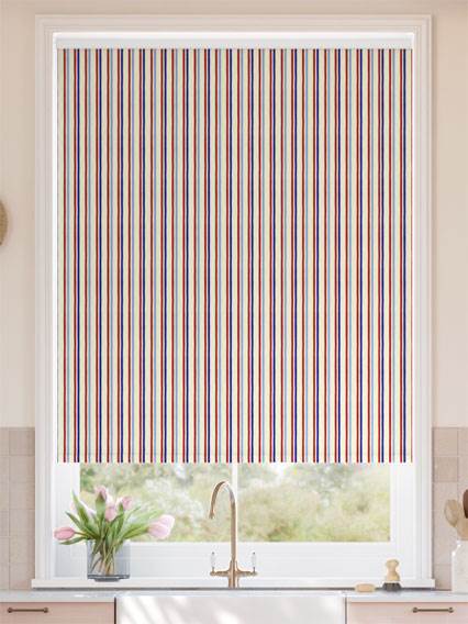 Twist2Go Hand Painted Stripes Cobalt & Polka Red Roller Blind thumbnail image