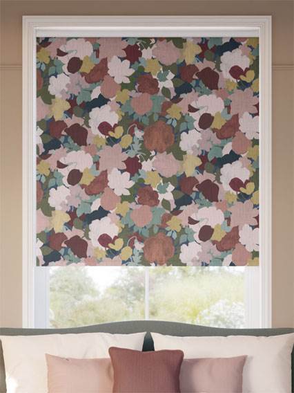 Twist2Go Marina's Tea Garden Burgundy Blush Roller Blind thumbnail image