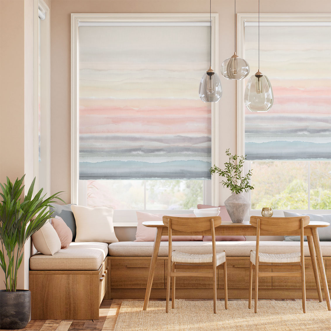 Twist2Go Strata Stripe Opal Roller Blind