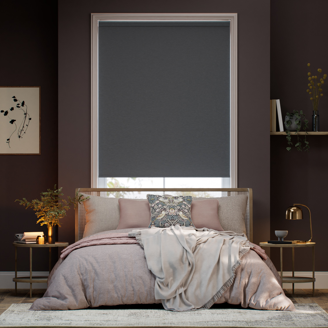 Twist2Go Tamlin Blackout Faux Suede Slate Roller Blind