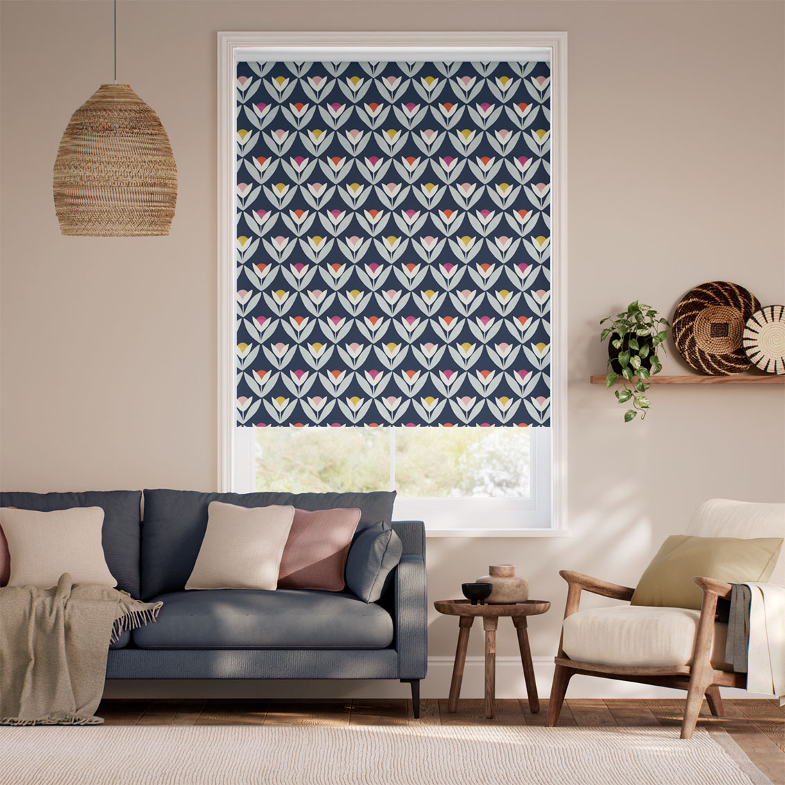 Twist2go Tulip Trellis Twilight Roller Blind