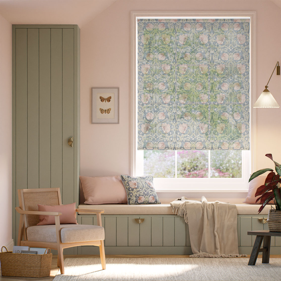 Twist2Go William Morris Pimpernel Voile Blush Roller Blind
