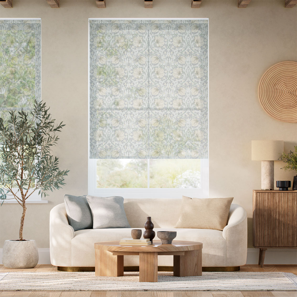 Twist2Go William Morris Pimpernel Voile Dove Grey Roller Blind