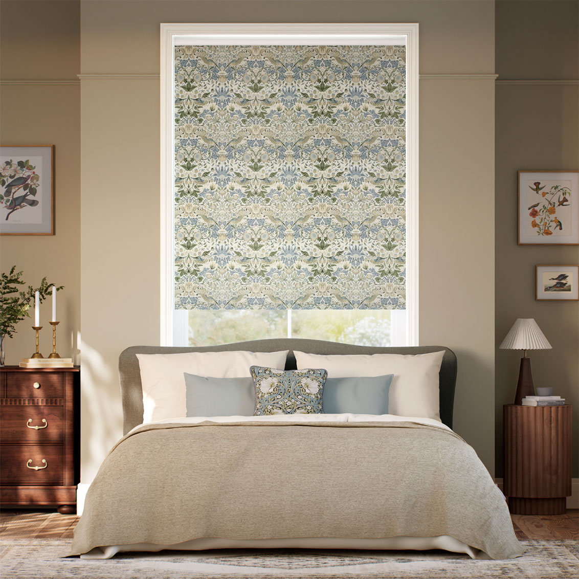 Twist2Go William Morris Strawberry Thief Jacquard Glacier Roller Blind