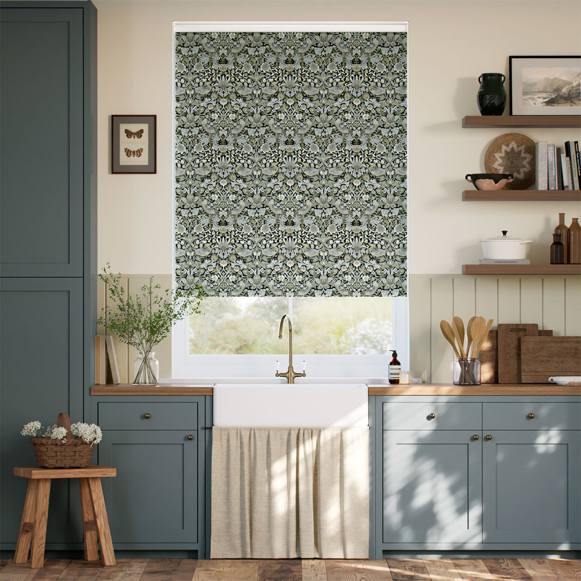 Twist2Go William Morris Strawberry Thief Jacquard Midnight Roller Blind