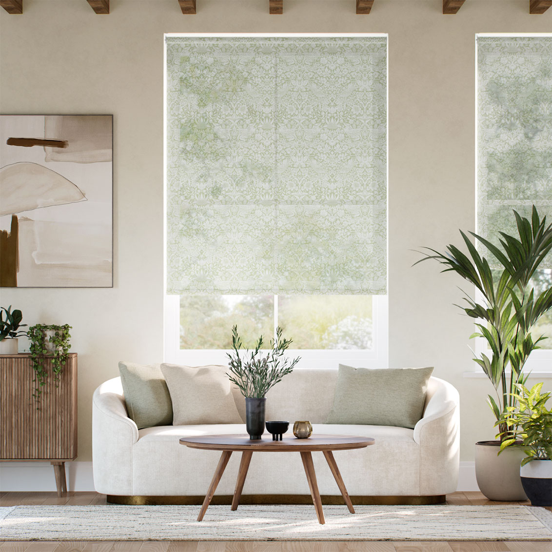 Twist2Go William Morris Strawberry Thief Voile Celadon Roller Blind