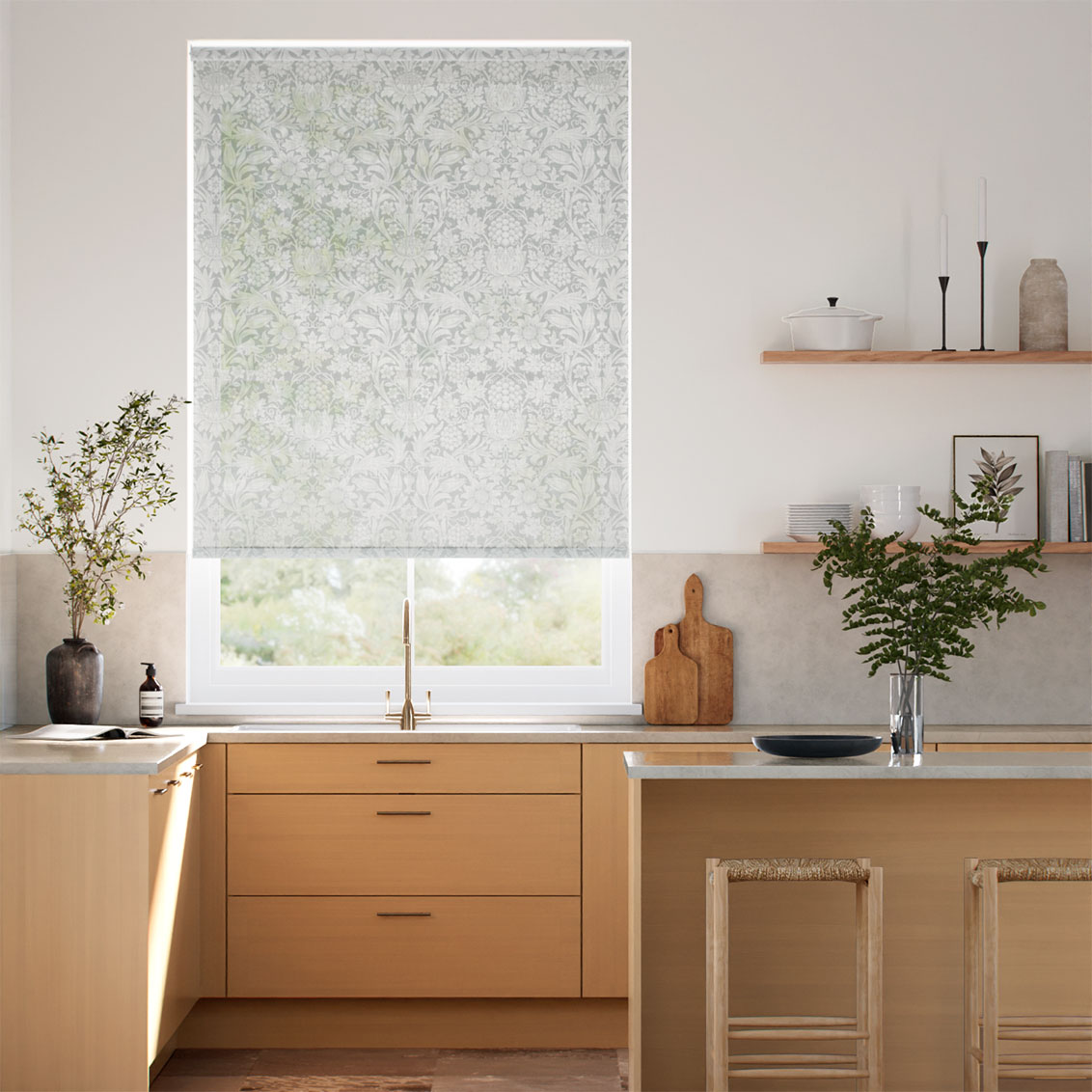 Twist2Go William Morris Sunflower Voile Silver Grey Roller Blind