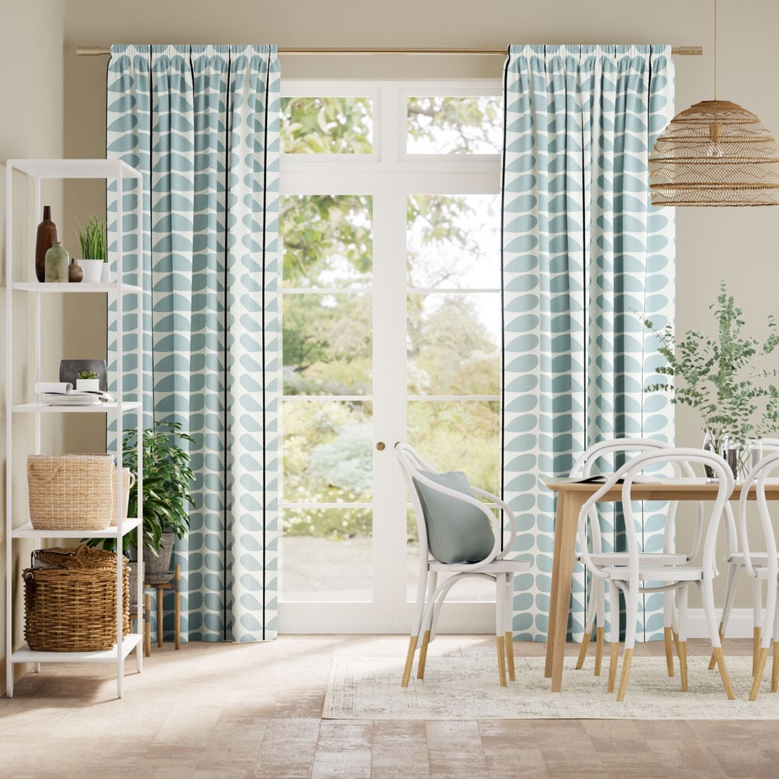 Two Colour Stem Powder Blue Curtains