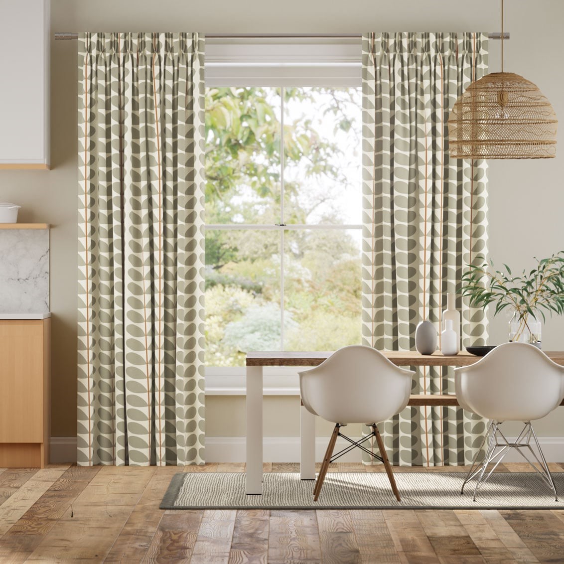 Two Colour Stem Warm Grey Curtains