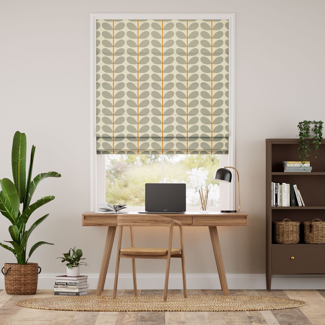 Two Colour Stem Warm Grey Roman Blind