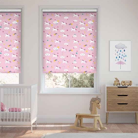 Twist2Go Unicorn Dreams Blackout Pink Roller Blind