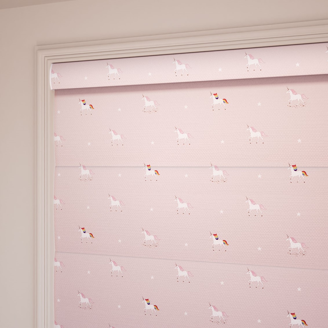 Unicorn Soft Pink Roman Blind