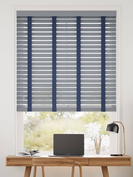 Urban Grey & Oxford Blue Wooden Blind thumbnail image