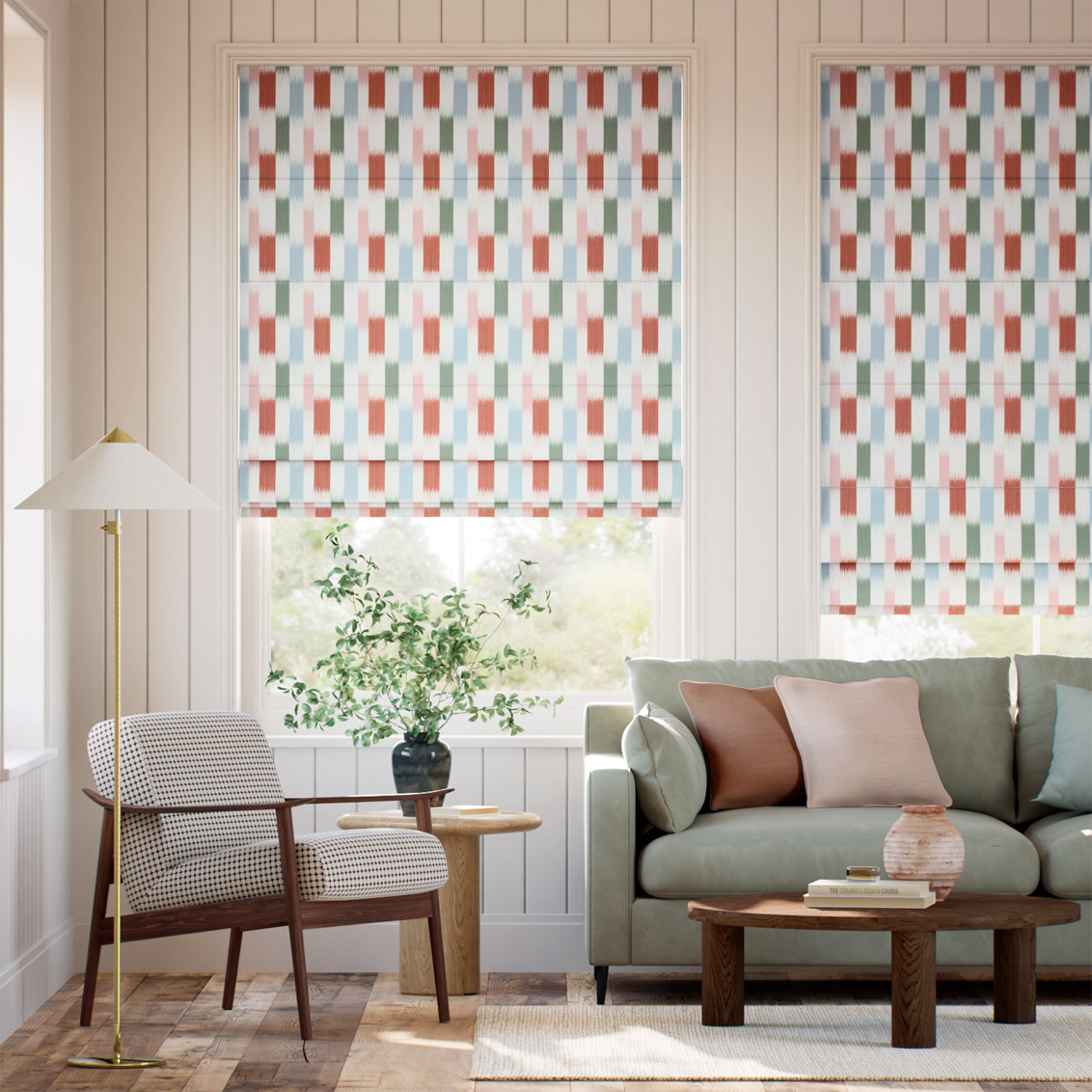 Utto Brick Rose Forest  Roman Blind