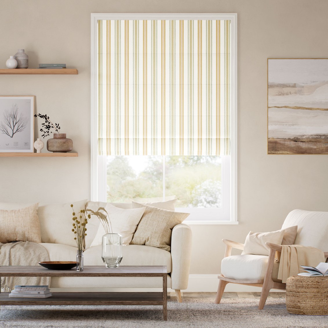 Valley Stripe Clouds & Sunshine Roman Blind