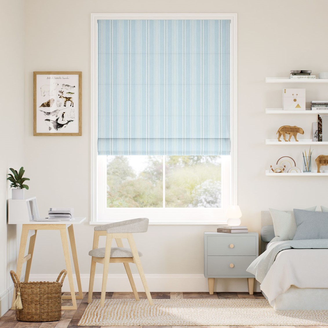 Valley Stripe Morning Rain Roman Blind