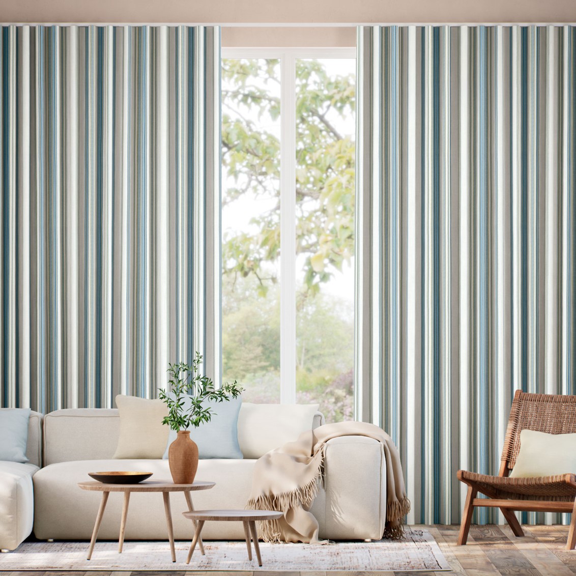 Valley Stripe Sea Shore Curtains