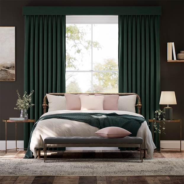 Complete Blackout Velvet Forest Green Total Blockout Curtain thumbnail image