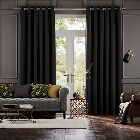 Vicenza Faux Silk Black Curtains